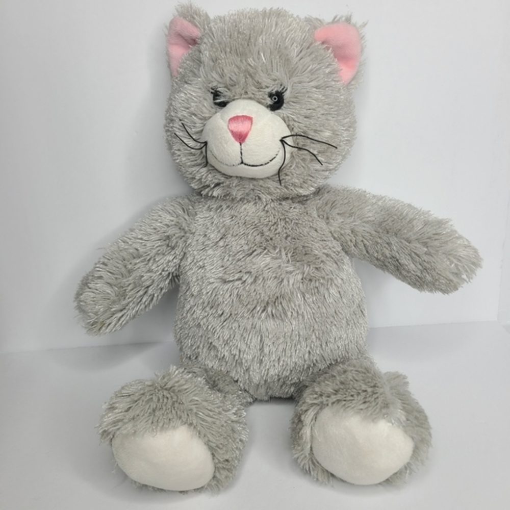 Build-A-Bear Gray and Pink Stuffed Cat